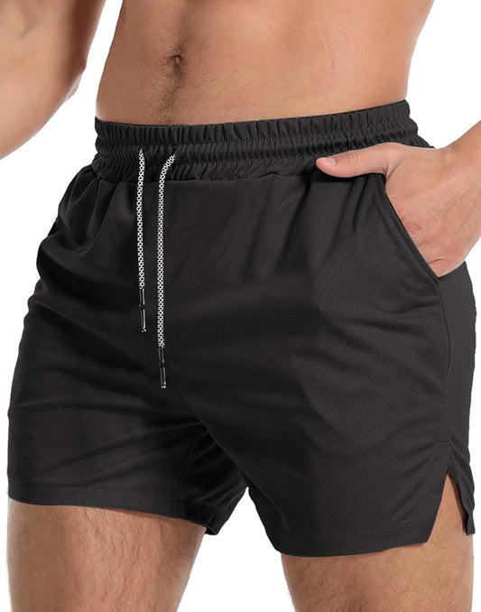 Aolesy Men's Gym Workout Shorts - Lightweight Athletic Shorts with Zip Pockets | Available in 5", 7", 10" Sizes