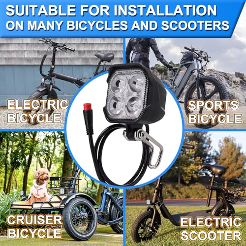Zaisport 2 Pin Male Electric Bicycle Headlight Connector - 400 Lumens, 24V-48V Compatible