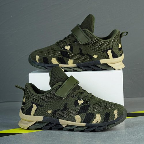 EGMPDA Boys Girls Sneakers Tennis Sports Walking Athletic Running Kid Shoes Non-Slip Camouflage Lightweight Comfortable Breathable for Toddler/Little Kid/Big Kid Camou Size 12