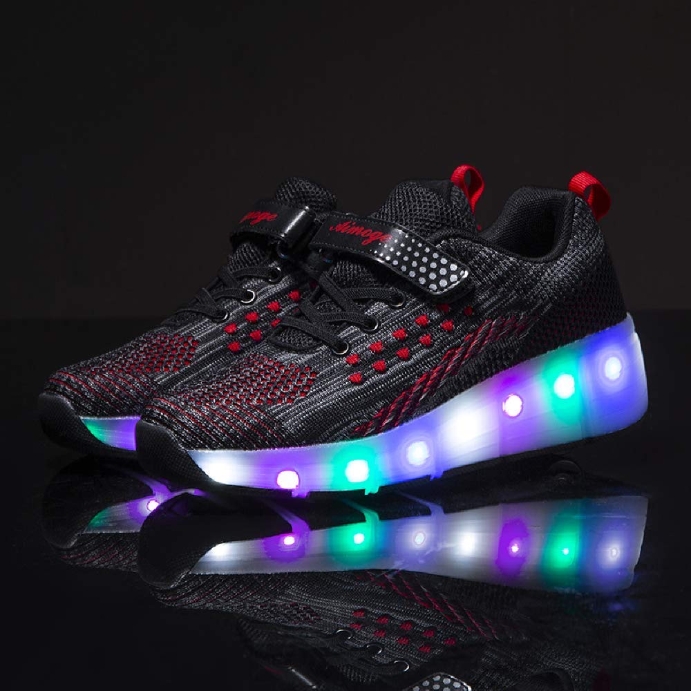 SDSPEED 7 Colors LED Rechargeable Kids Roller Skate Shoes with Single Wheel Shoes Sport Sneaker