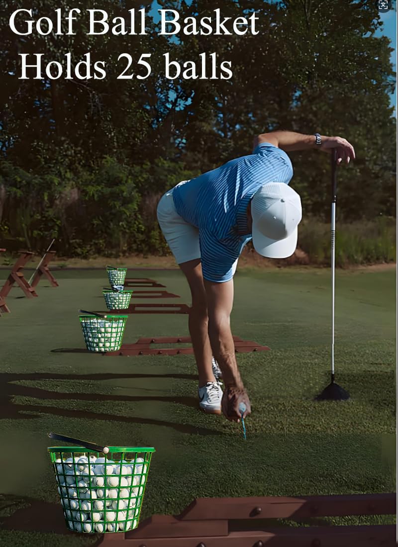 ZoiscPure Golf Balls Basket Ball Bucket Golf Balls Container Case with Handle,Balls Holder, Can Holds 25 Balls,Green Color