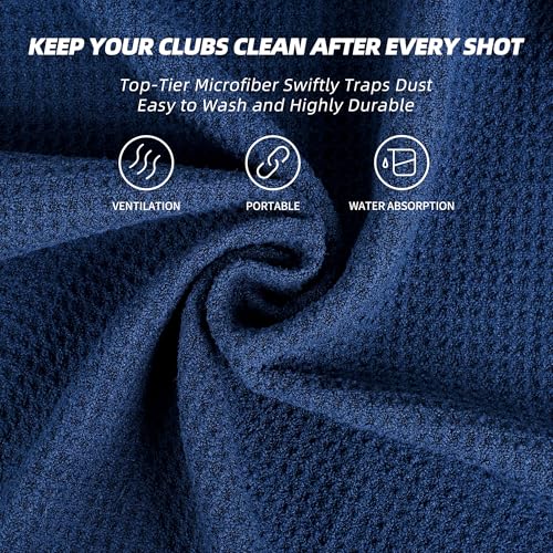 Navy Mile High Life Microfiber Golf Towels 3-Pack with Carabiner Clip