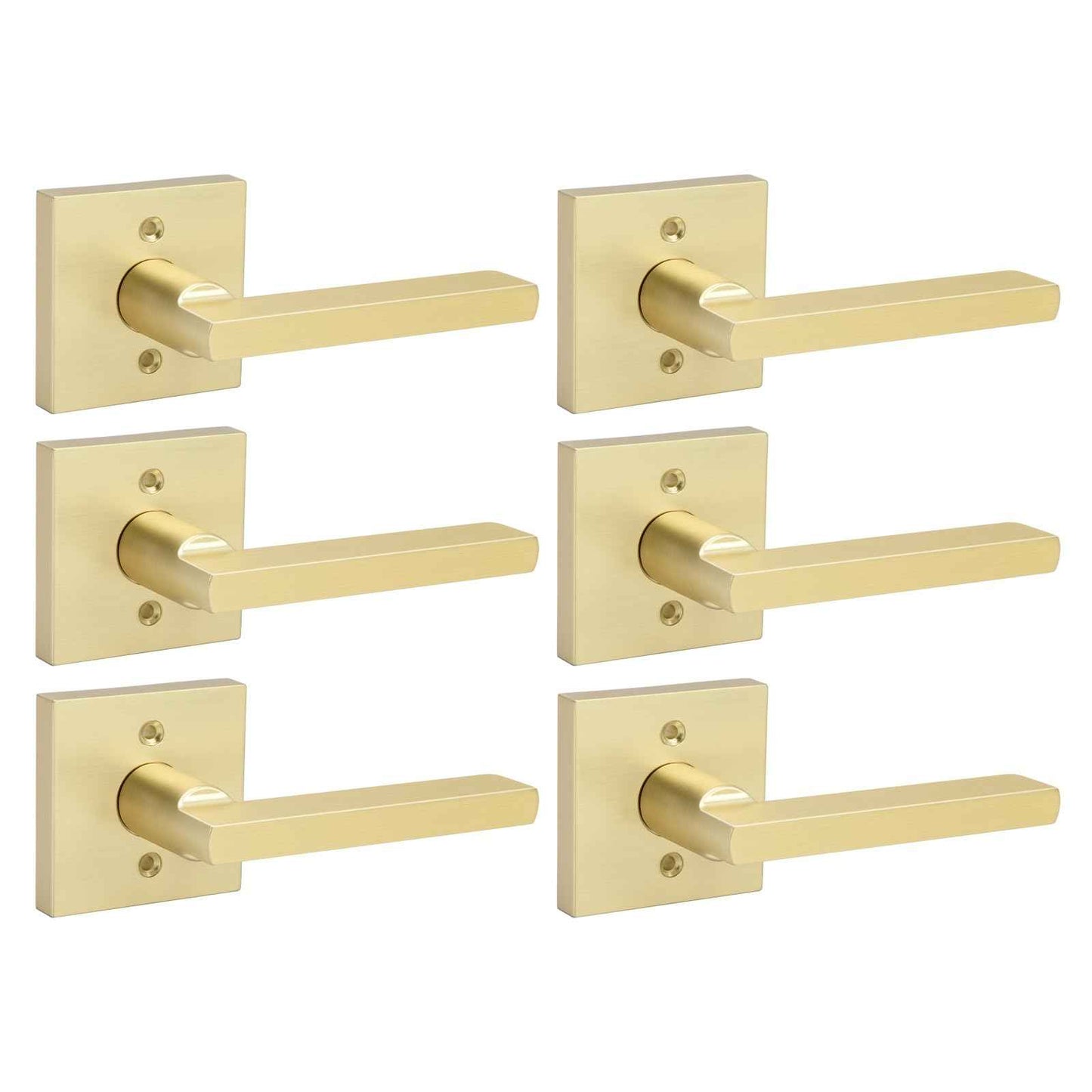 goldenwarm Gold Dummy Door Handles, No-Turning Brushed Brass Door Dummy Levers, Brushed Gold Dummy Handle（3 Pack）