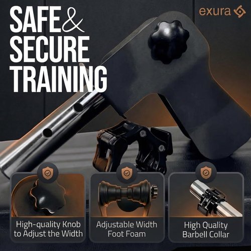 Exura Solo Tib Bar Knees Over Toes Adjustable Tibialis Trainer Leg Workouts,Tibialis Bar Calf Raise Machine Equipment for Strengthening Calves, Shins & Ankles Fits 1" and 2" Strength Training Plates