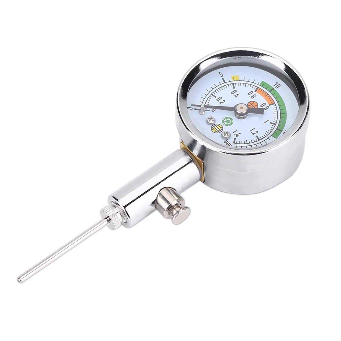 Ball Pressure, Dual Scale PSI and Bar Metal Air Pressure Sports Ball Pump Accessory for Basketball Football Volleyball
