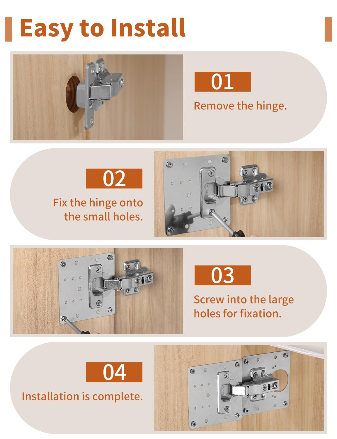 6PCS Cabinet Hinge Repair Plate Kit: FOGZUVR Durable Door Hinge Repair Kit Plate Stainless Steel, Large Hinge Repair Board with Mounting Screws for Kitchen Cabinet, Cupboard Doors and Furniture