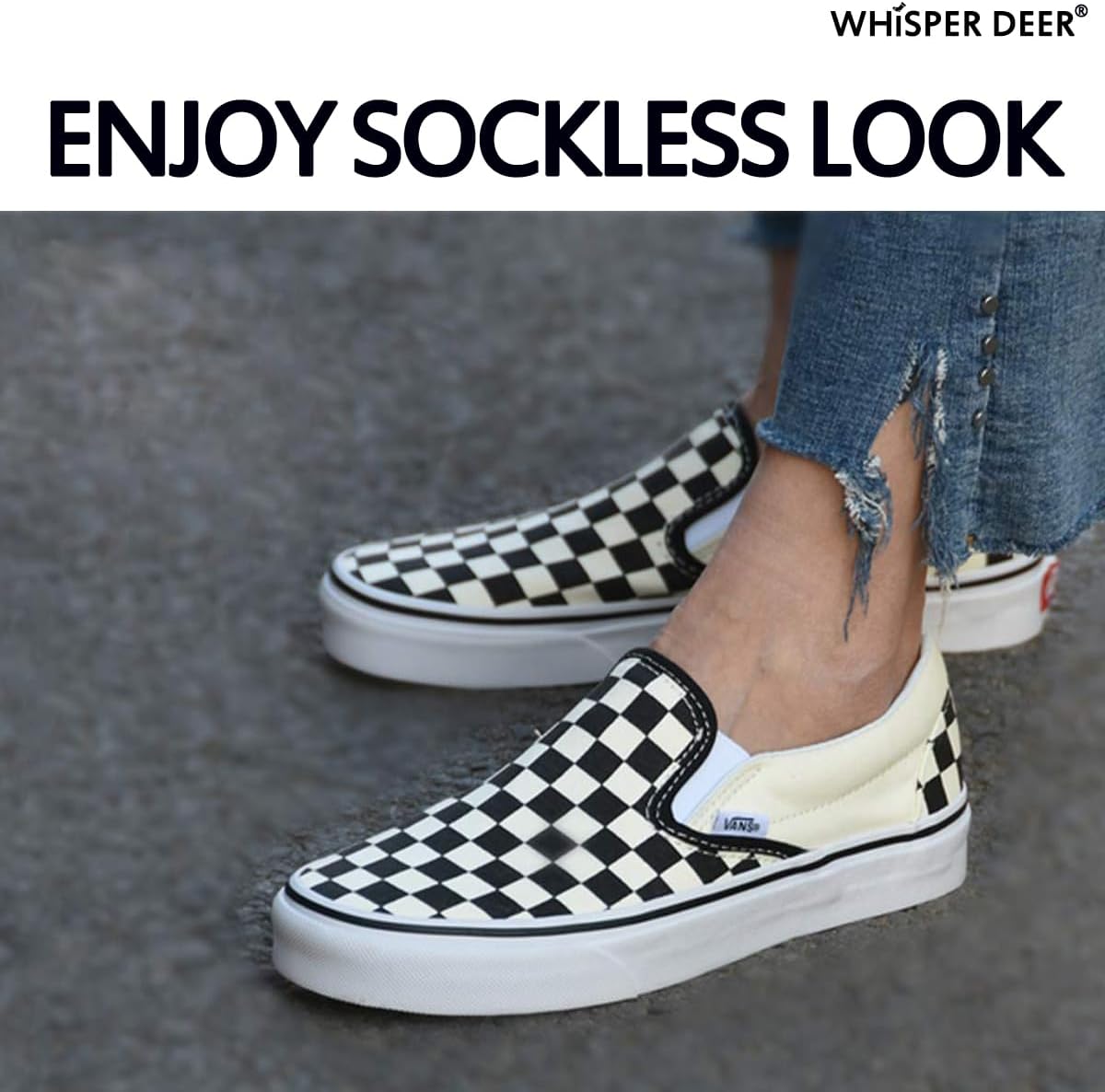 Whisper Deer No Show Liner Socks for Women - Invisible Cotton Sneaker Socks with Non-Slip Grips | Sizes 4-7, 7-10, 10-13