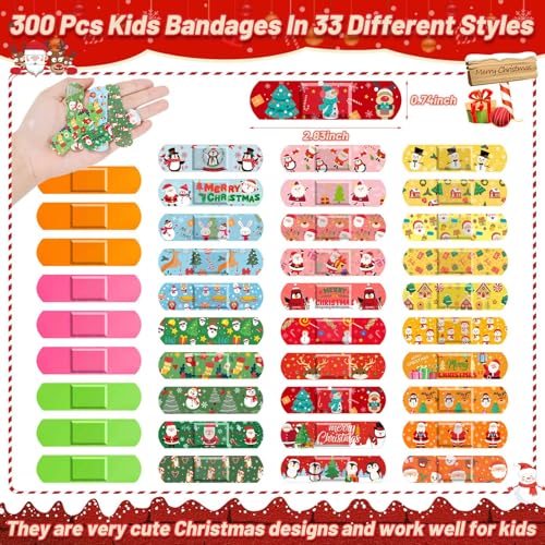 300 Pcs Christmas Bandages for Kids - Santa Claus & More