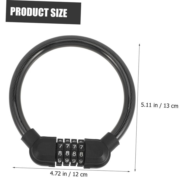 ETHZZLE 2-Pack Four-Digit Combination Bike Locks Wear-Resistant Cable Locks for Motorcycles Portable Heavy Duty Cycle Accessory for Outdoor Security