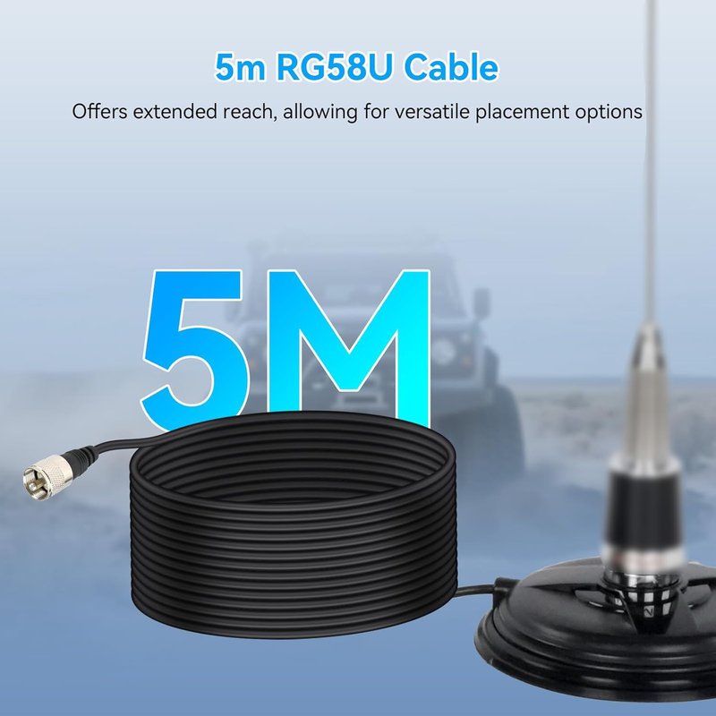 Retevis Mobile Antenna Magnetic Mount Base with NMO Connector,Mobile Radio Antenna Base with 16.4ft Coaxial Cable, SL16.J,150mm Diameter Magnetic Base, Compatible with Midland Cobra Radio(1 Pack)