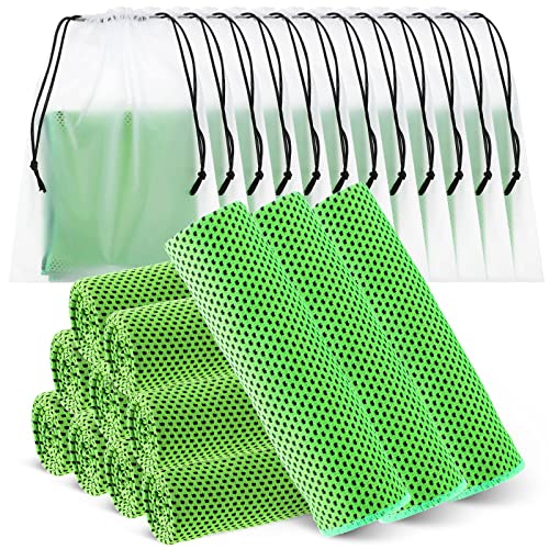 Hosuly 12-Pack Cooling Towels for Face and Neck 12x40 in – Green