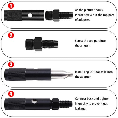 HMKUGO 12g Co2 Quick Change Adapter, Cartridges Holder Capsule Adapter with 88g or 90g Capsule Threads Dioxide Cylinder Bottle