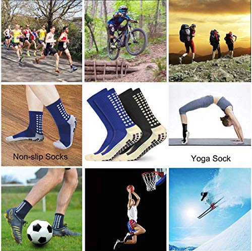 Non-Slip Grip Socks for Men & Women - 2 Pairs, Sizes 6-11.5