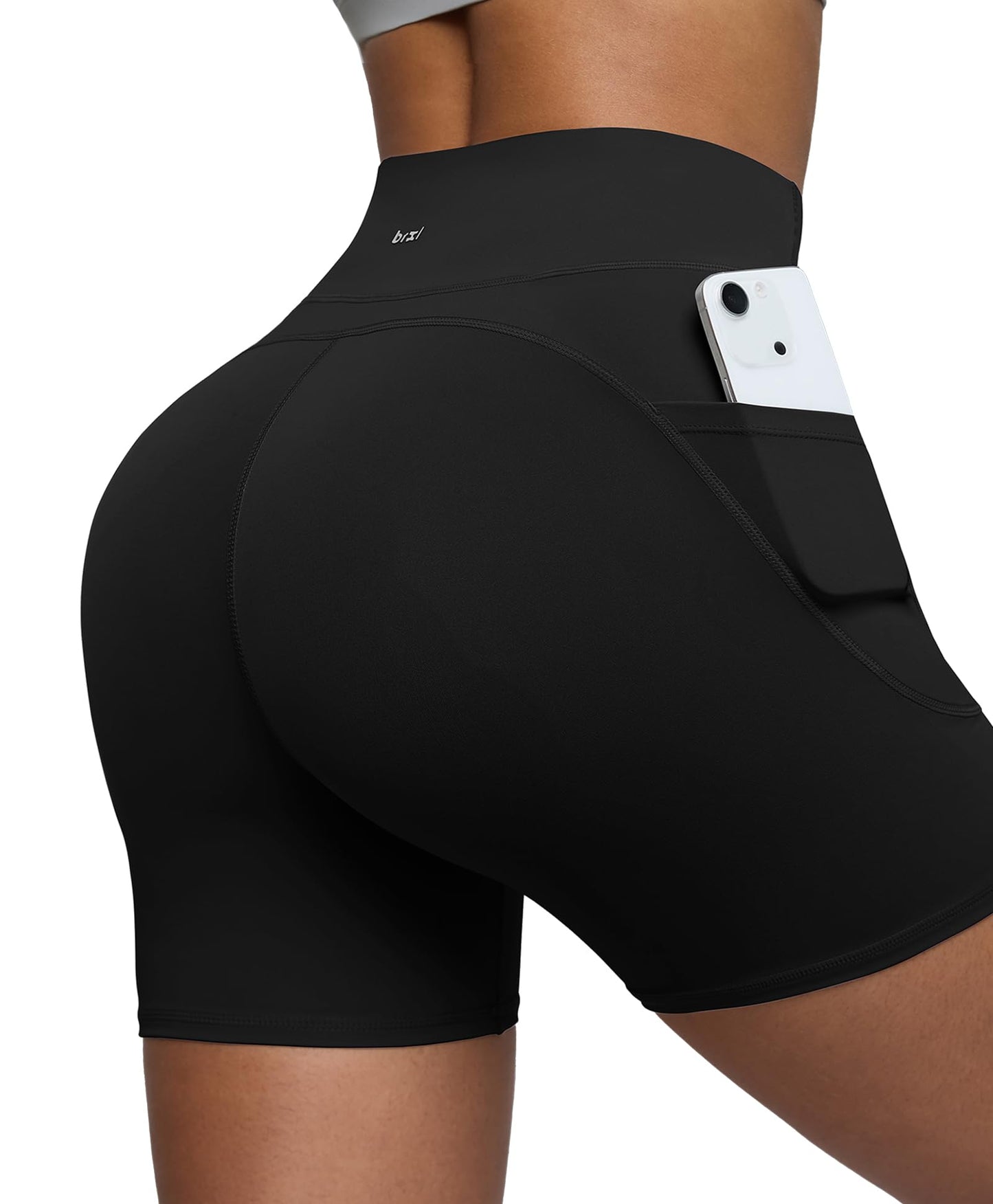 BRXL Biker Shorts Women with Pockets 4.5" Tummy Control Gym Spandex Shorts