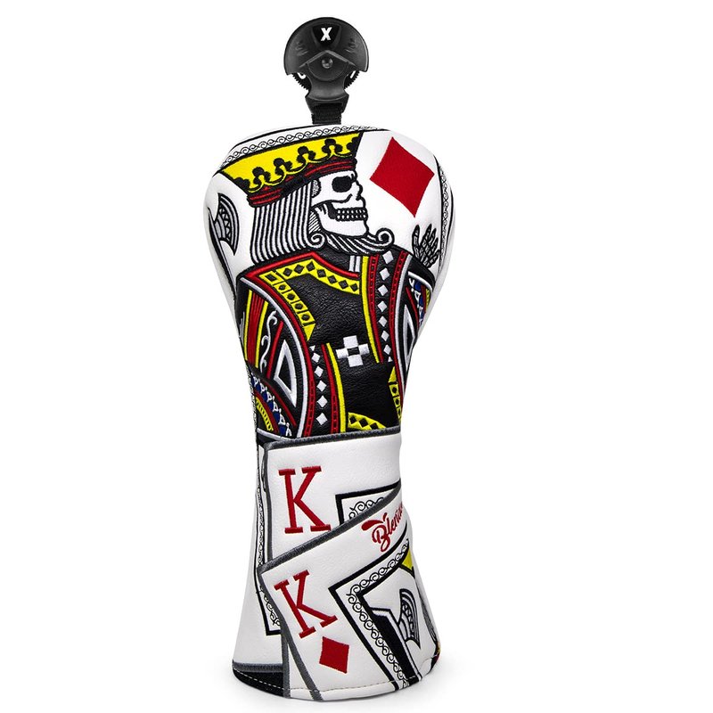 BAIRBRE Golf Club Covers - Poker Diamond King 3 Wood Head Covers Fariway Wood Headcover Leather Golf Headcover for Most Brands