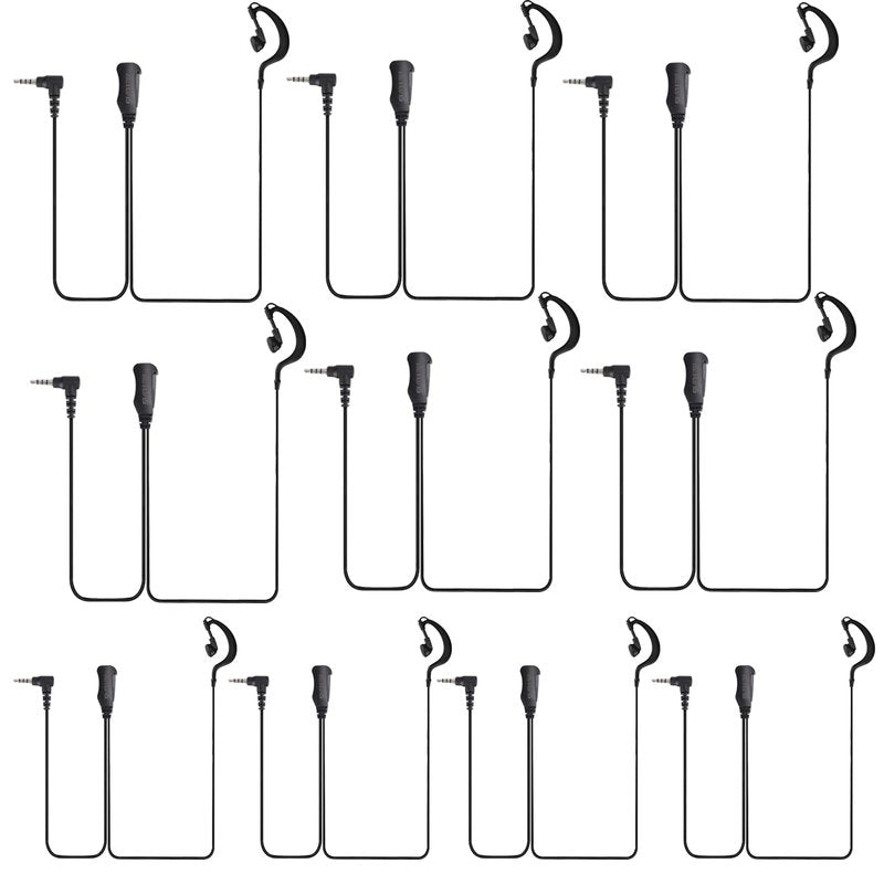 Retevis 1 Pin 3.5mm Walkie Talkie Earpiece with Mic, Double Cable, Side PTT, Compatible with RT22P RB19 RB19P B3H B3S B3B Two Way Radios, Soft C-Type Earhook Radio Earpiece(10 Pack)