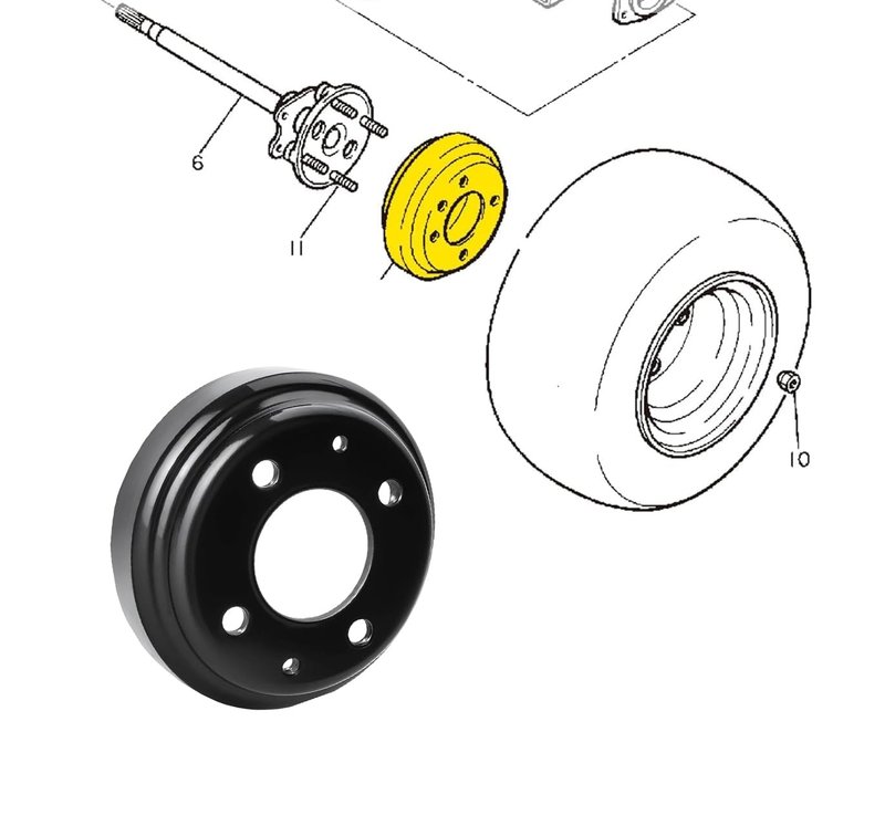 Dr.Acces Golf Cart Brake Drum Compatible with Yamaha G1 G2 G8 G9 G11 G14 G16 G19 G22 G29 1978-Up Gas or Electric Golf Cart OEM# JU0-G6521-00-00 (Package:2 piece)