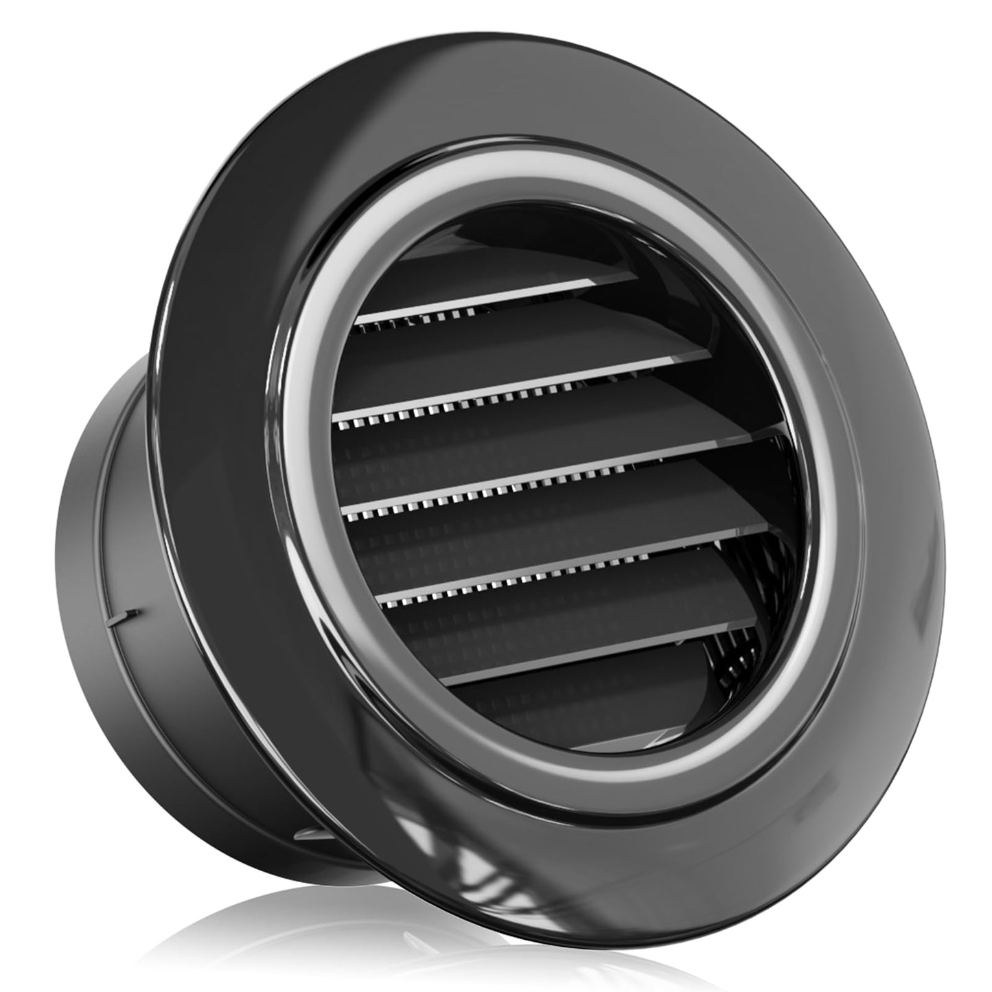 HG Power 4 Inch Soffit Vent, ABS Plastic Round Vent Cover with Built-in Screen Mesh, Black Louver Exhaust Vent for Exhaust Fan, Inline Duct Fan, Bathroom, Kitchen, Garage Use, 100mm