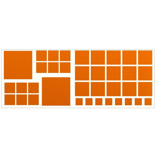 LiteMark Reflective Orange Assorted Square Sticker Decals for Helmets, Bicycles, Strollers, Wheelchairs and More (2 Inch, 1 Inch, 3/4 Inch, 1/2 Inch)