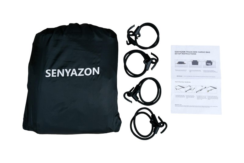 SENYAZON Truck Bed Cargo Bag, Waterproof Pickup Bed Storage, Vehicle Soft-Shell Cargo Carriers, 26 Cubic Feet (51''x40''x22'') Heavy Duty Cargo Bag with 4 Adjustable Bungee Cords