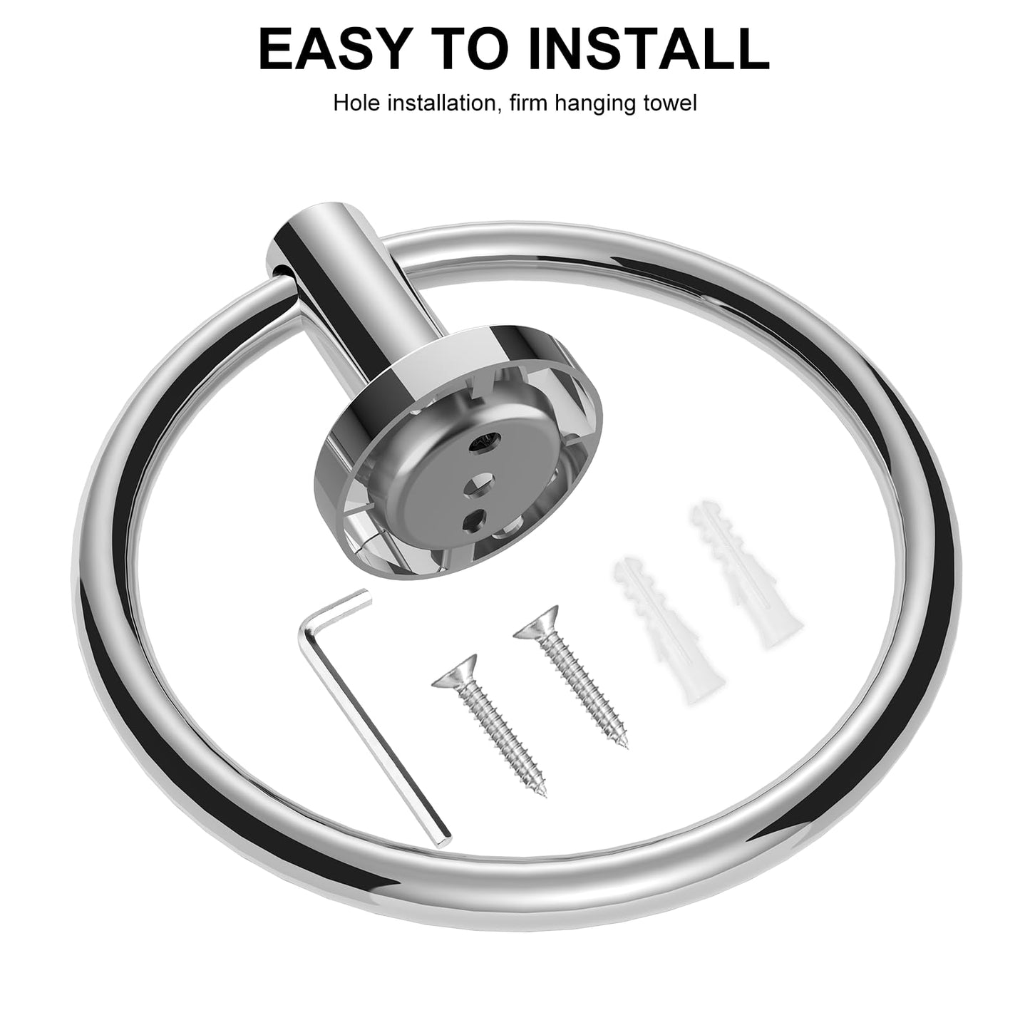 SetSail Towel Holder for Bathroom Wall Stainless Steel Hand Towel Ring Heavy Duty Towel Hanger for Bathroom, ‌Mirror Silver