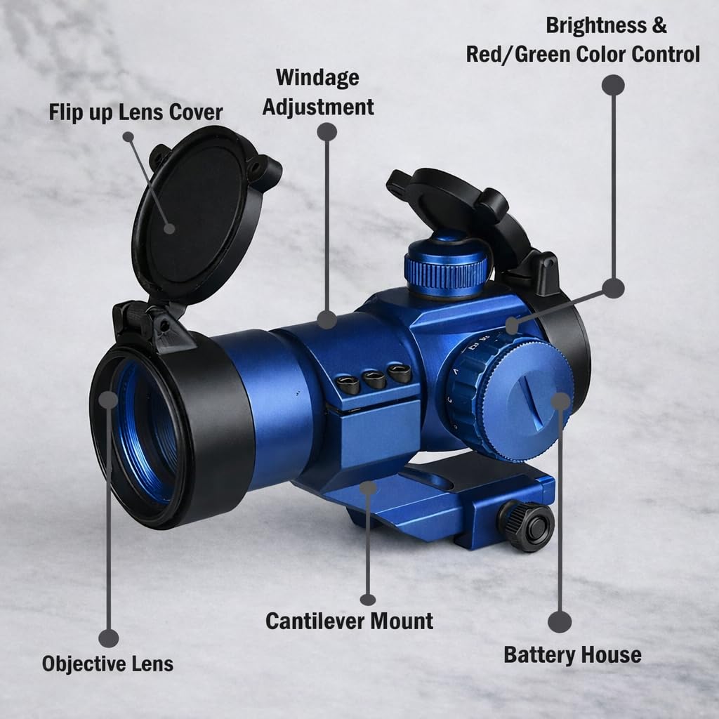 Tactical Scope Reflex Stinger 4 MOA Red - Green Dot Sight with Picatinny Mount (Blue Color)
