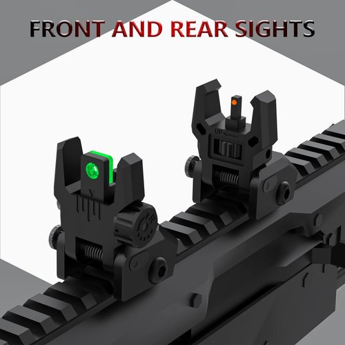 NIRIAHO Fiber Optic Sights Flip Up Front and Rear Sites with Green and Red Fiber Optics Dots, Tool-Free Adjustment Front and Rear Backup Sight (Red+Green)