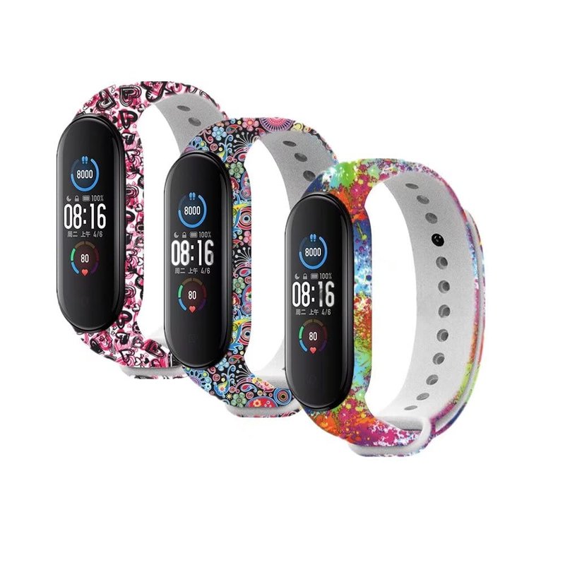 T-BLUER Bracelet Compatible with Xiaomi Mi Band 7, Mi Band 6 Replacement Colourful Silicone Straps Designed for Xiaomi Miband 7 6 5 Fitness Tracker Accessories without Tracker Included