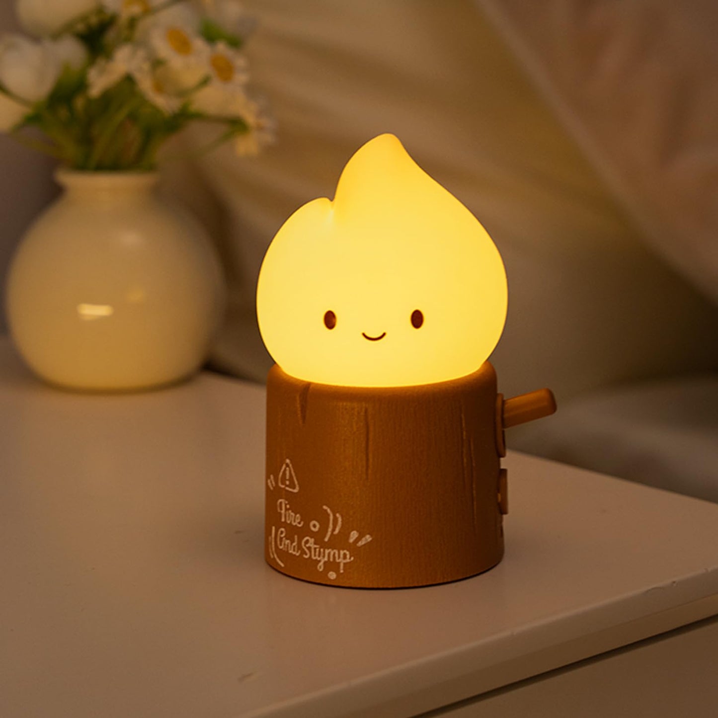 Deogos Ghost Campfire Night Light, Flamess Candle Lamp, Fire Lamp, Small Cute Night Light, 2 Modes/Rechargeable/Cordless/Dimmable Brightness, Kawaii Warm Lamps for Kids Bedroom Bedside Camping, Gift