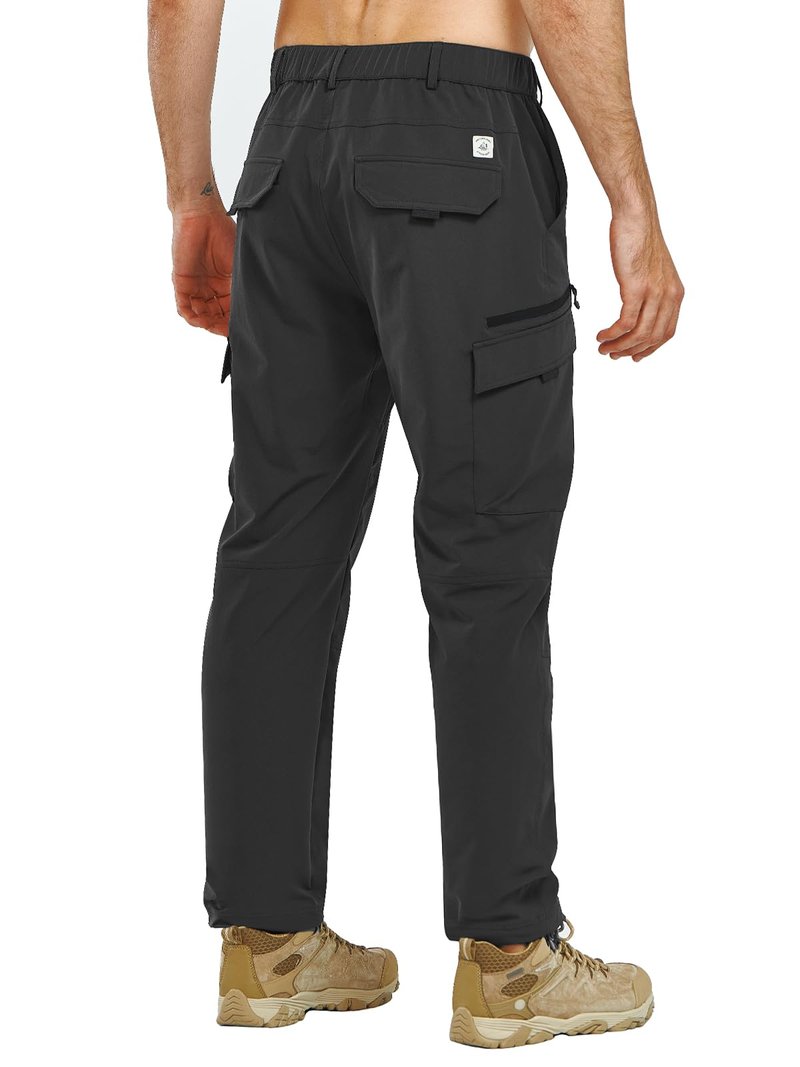NORTHYARD Men's Cargo Hiking Pants Lightweight Quick Dry Outdoor Fishing Travel Active Sweatpants with Multi Pockets Black XL