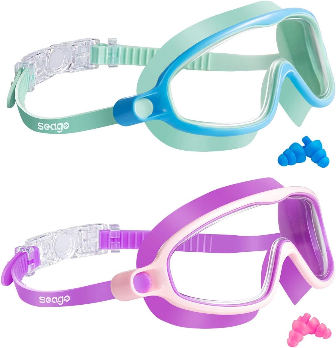 Skiennix Kids Swimming Goggles - Anti-Fog, UV Protection, Watertight | 2-Pack for Ages 3-15