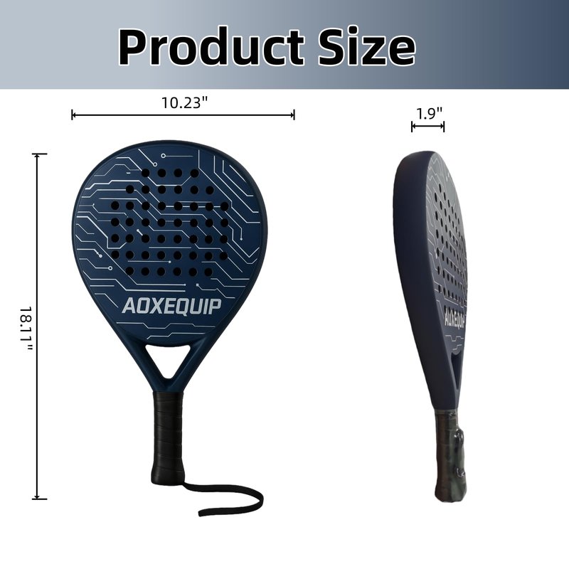 AOXEQUIP Padel Racket, Carbon Fiber Surface with EVA Memory Foam Core, Padel Racquet,Pala Padels(Navy Blue)