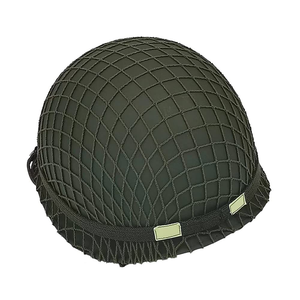 WW2 US Army M1 Helmet, WW2 Gear, WW2 Helmet Metal Steel Shell Replica with Net/Canvas Chin Strap/Cat Eye Band