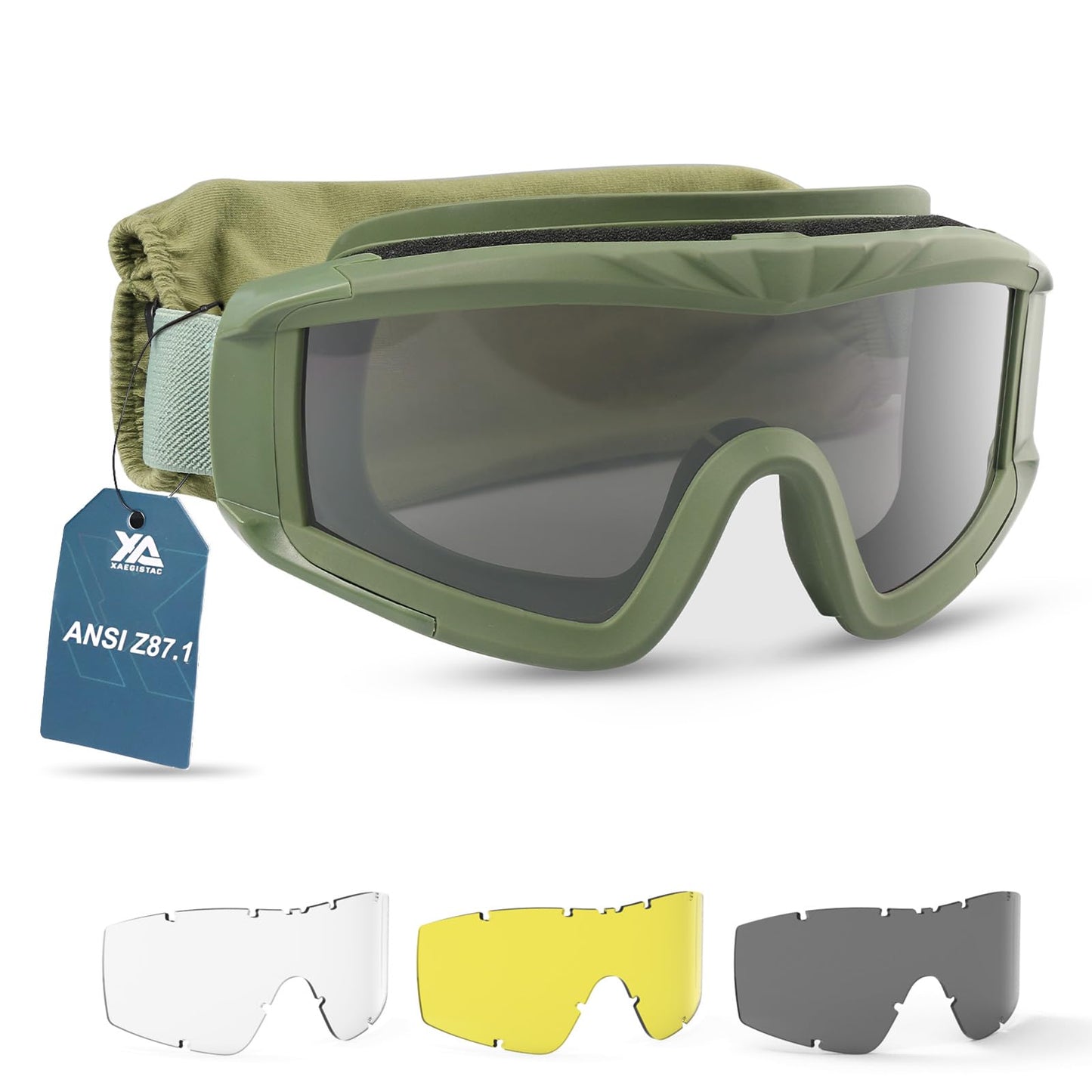 xaegistac Airsoft Goggles-Tactical Goggles Anti Fog ANSI Z87.1