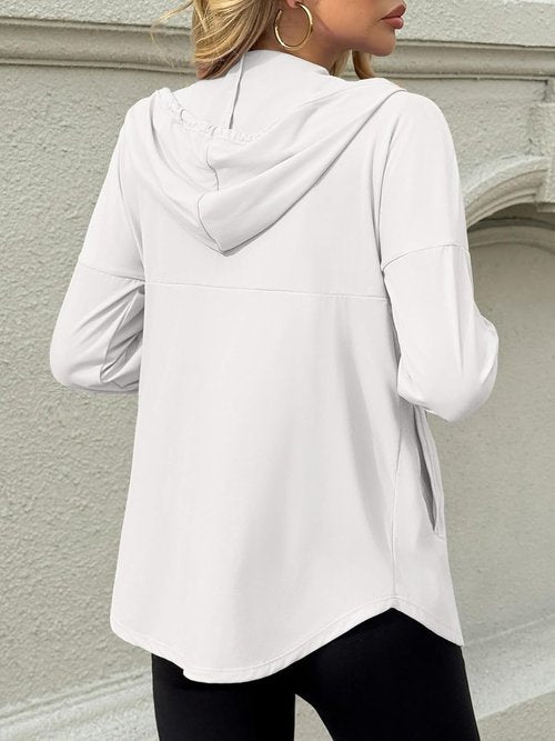 Fisoew Women's Athletic Hoodie Jacket - Lightweight Zip-Up with UPF 50+ Sun Protection | Long Sleeve Workout Top