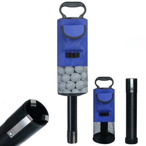 HOW TRUE Golf Ball Retriever, Portable Shag Bag Golf Ball Pick Up with Removable Plastic Tube, Pocket Shagger Storage, Blue