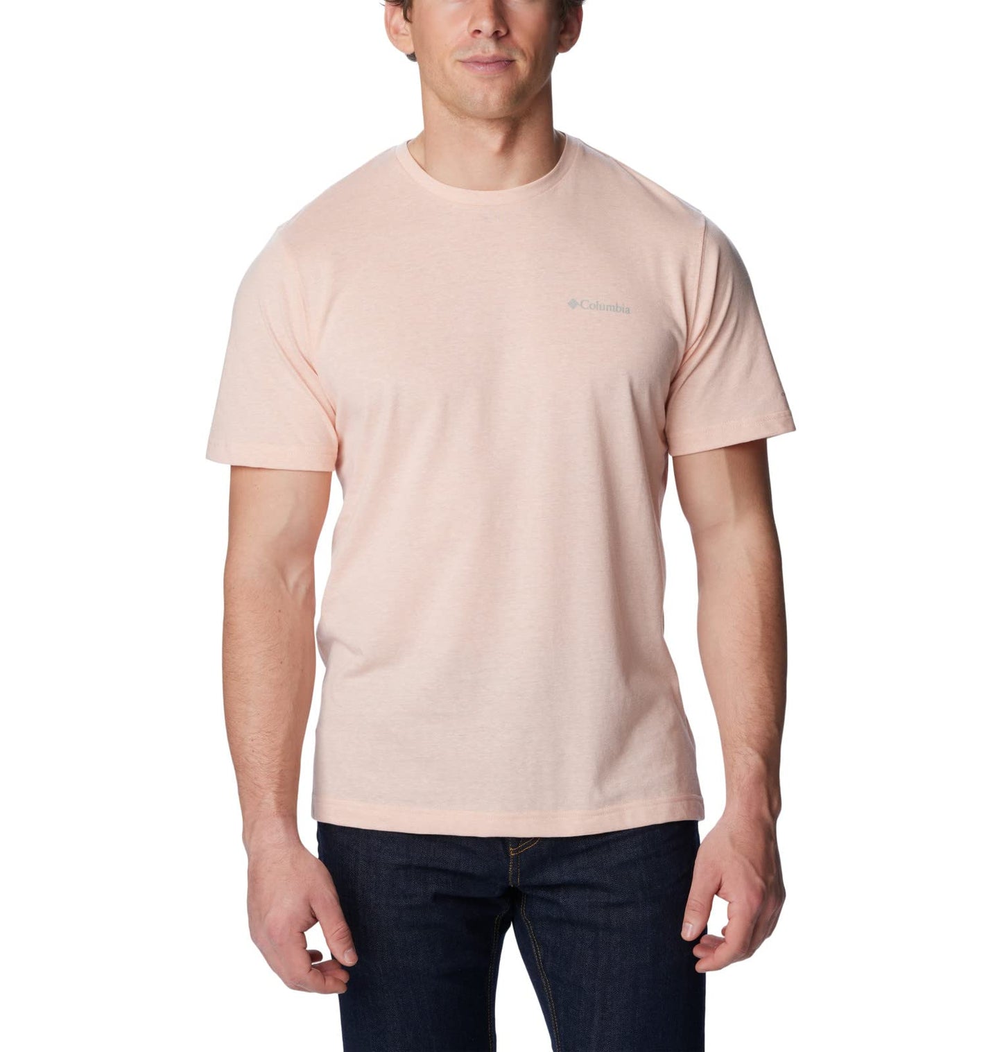 Columbia Men's Thistletown Hills Short Sleeve, Peach Blossom Heather, 6X Big