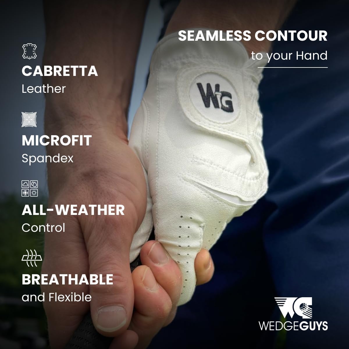 Wedge Guys Golf Gloves - Premium Cabretta Leather with Stretchy Microfit Spandex | Left Hand 3-Pack for Comfort & Grip