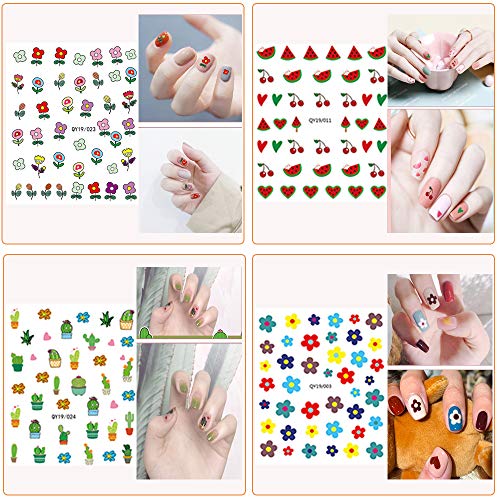 Nail Stickers for Women and Little Girls - 12 Sheets 3D Self-Adhesive