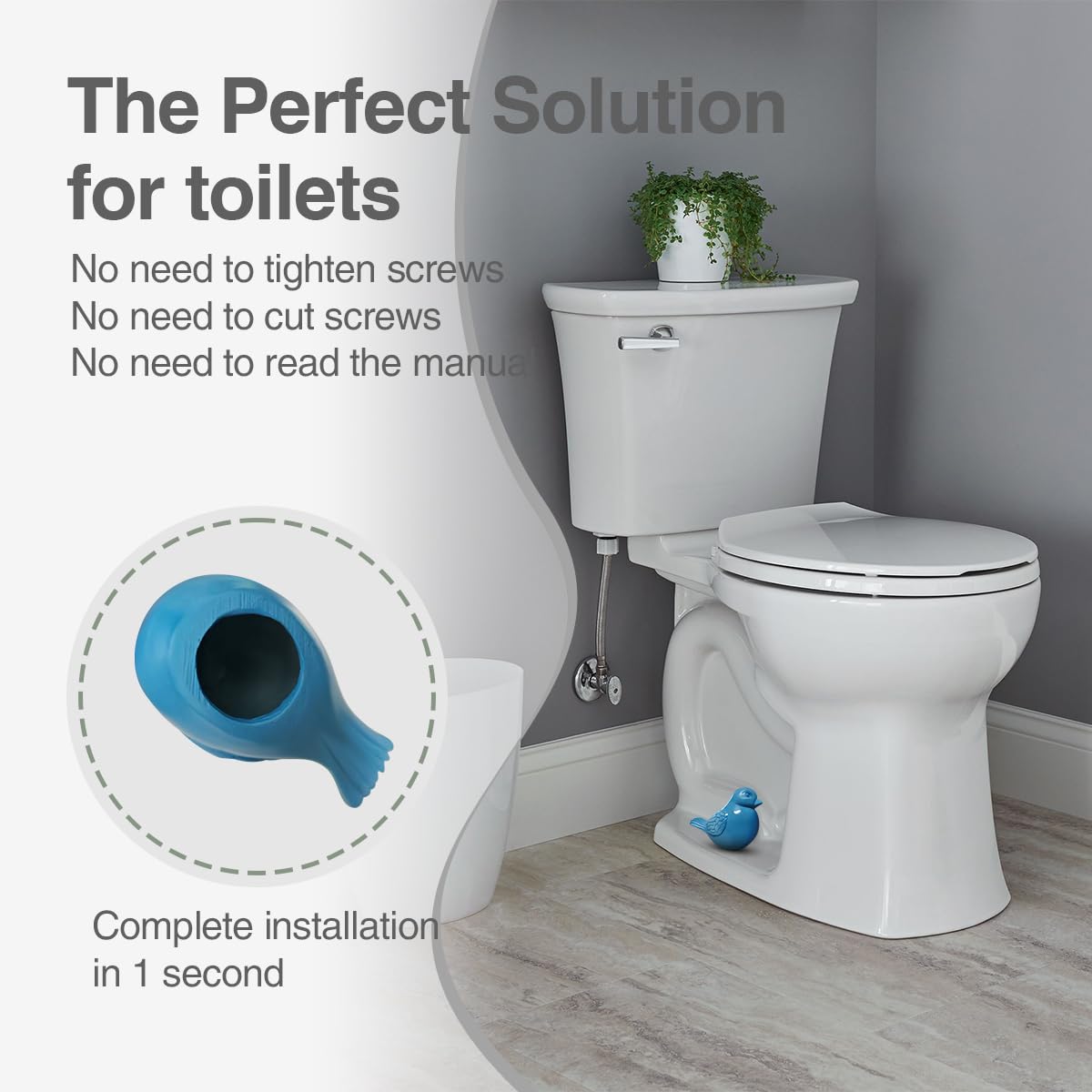 2pcs Toilet Bolt Caps, Tall Toilet Bolt Covers Decorative, Bird Replacement Toilet Screw Cover Caps, No Need to Cut The Bolt and No Tools Required - Universal Fit