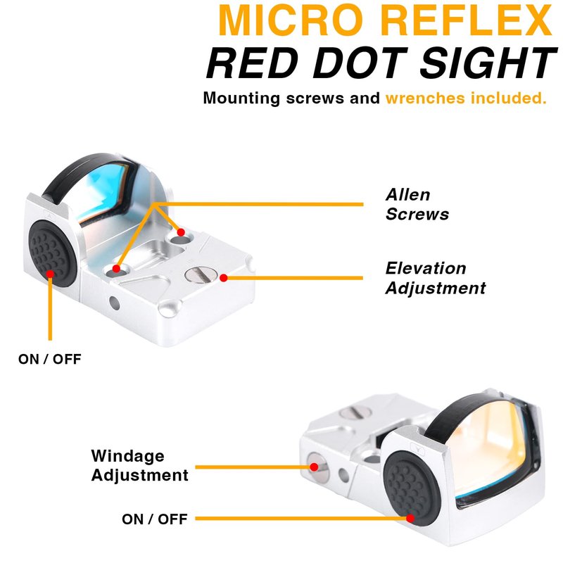 Bravary UL3 Red Dot Sight 1x22mm 3 MOA Reticle (RMR Pistol Cut) Reflex Pistol Sight 20mm Picatinny Mount Included(Black)