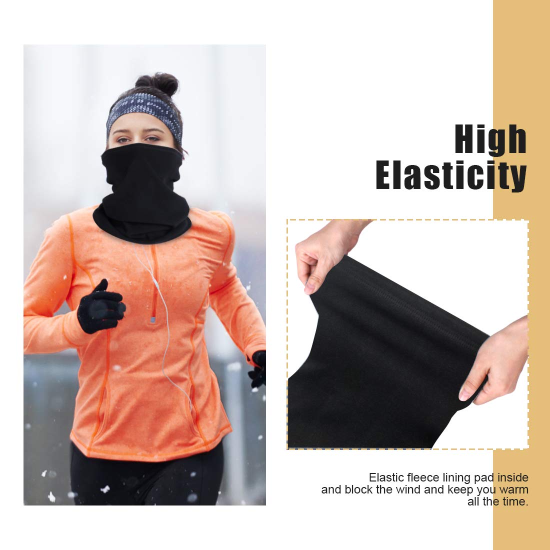 KGC 2 Pack Winter Neck Warmer Gaiter,Soft Fleece Windproof Face Mask Scarf Bandana Cold Weather Face Cover for Men & Women Outdoor Sports Skiing Cycling