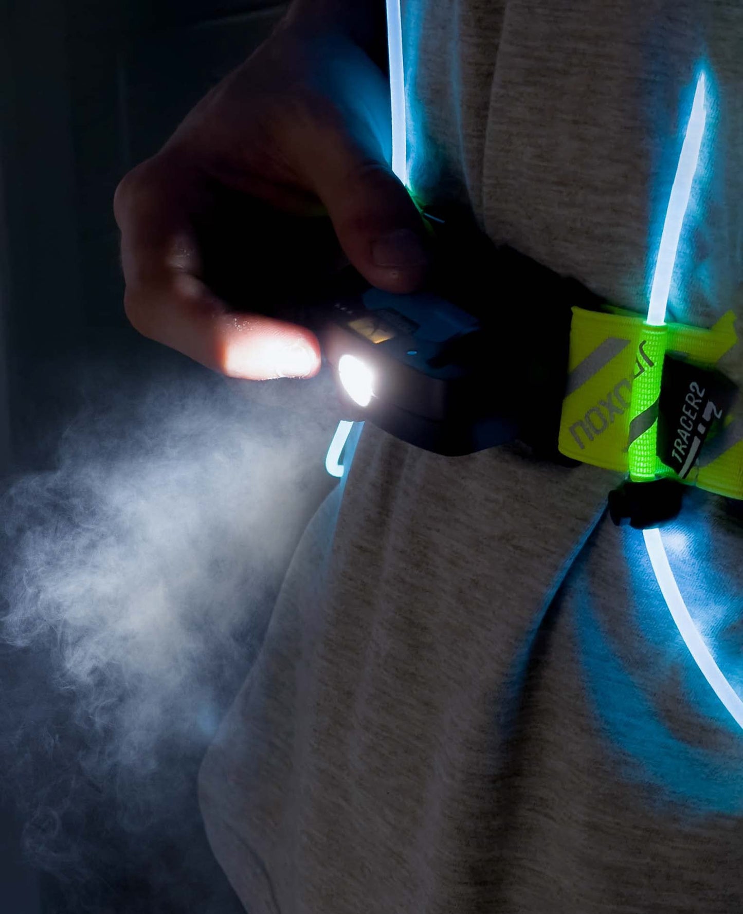 noxgear Tracer Add-On Chest Light - 500 Lumens, Rechargeable (USB-C), Weatherproof LED Running Light, Walking and Hiking - Bright Flood Beam - Comfortable - Dual-Modes