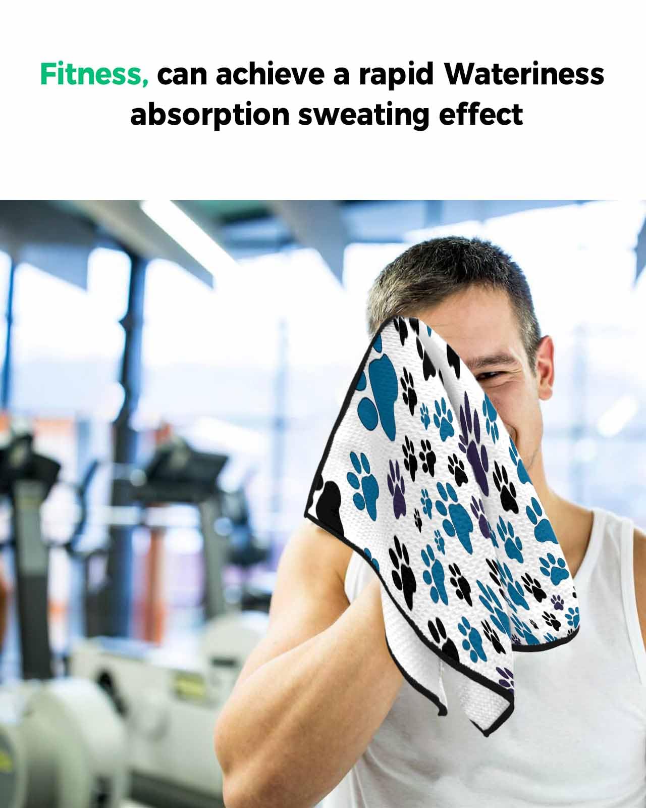 ARTSHOWING Dog Paw Print Golf Towel 24x16in, Absorbent Water Quick Dry Microfiber Golf Towel with Clip, Soft Sports Towel Golf Accessory for Men Women, Gift for Golf Fan, Blue Black Pet Footprint