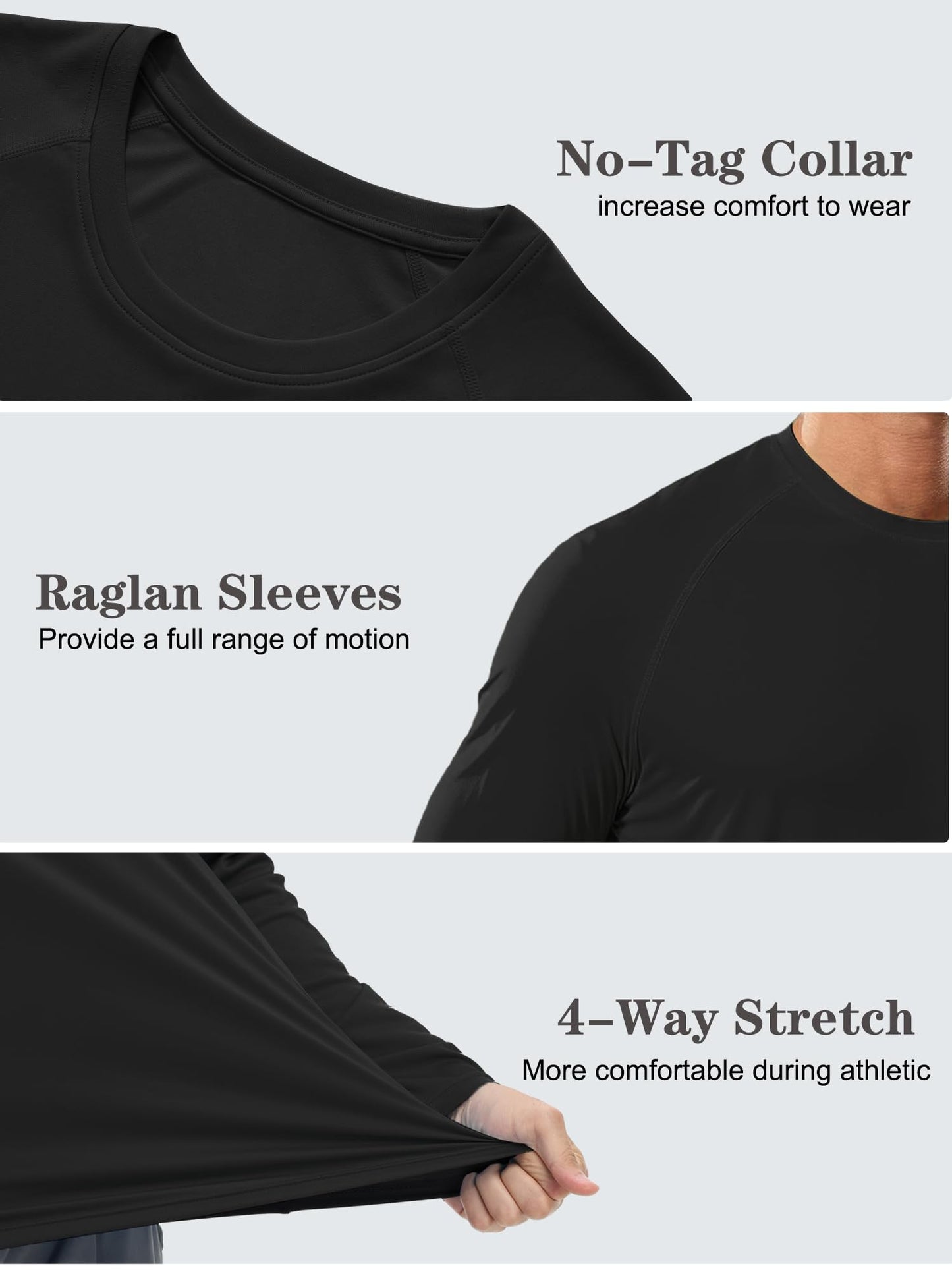 PLUMZJOY Mens UPF 50+ UV Sun Protection Shirts Outdoor Long Sleeve SPF Rash Guard for Fishing Hiking Swim Running Black M