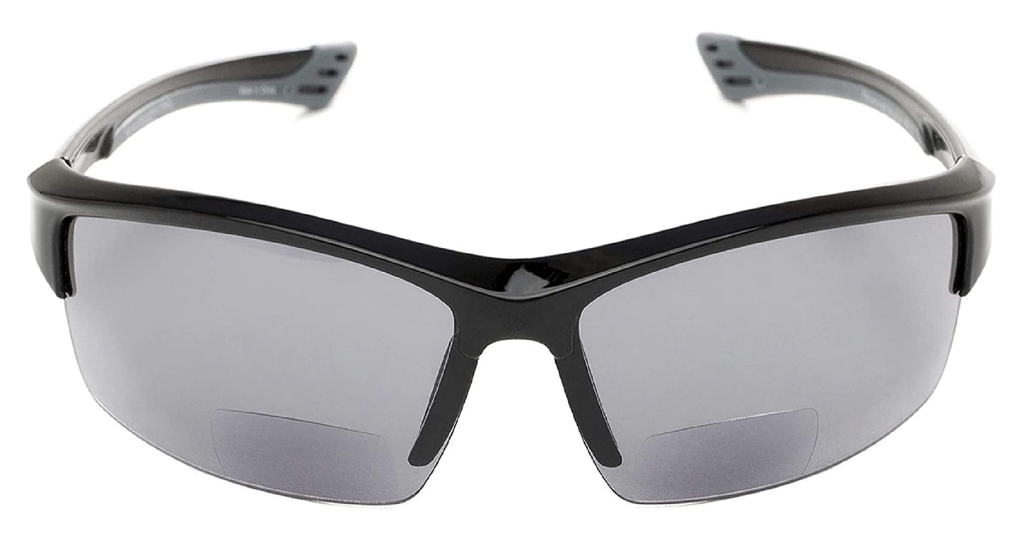 Incredible Bargains 2 Pair The Foster Bifocal Sun Reader Sport and Wrap Around Reading Sunglasses, Black +2.00