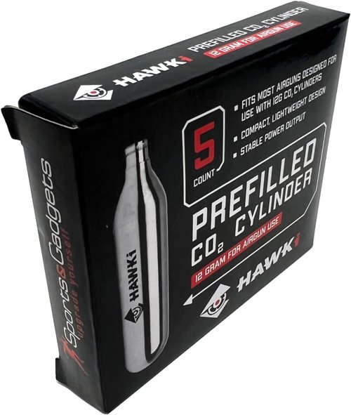 Hawki 12 Gram CO2 Cartridges - Perfect for Air Guns, BB Guns, Airsoft Pistols & Paintball Gear