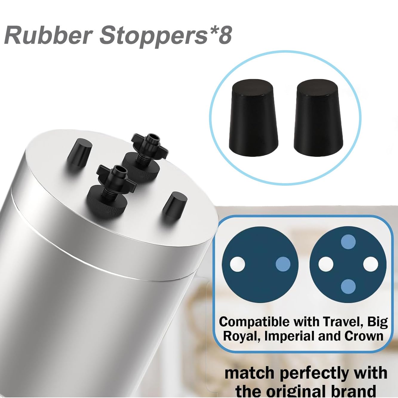 Silicone filter cartridge plugs are compatible with Berkey® water filters - leak-proof replacement plugs, compatible with all Berkey® models, easy to install - 8-piece set of sealing plugs