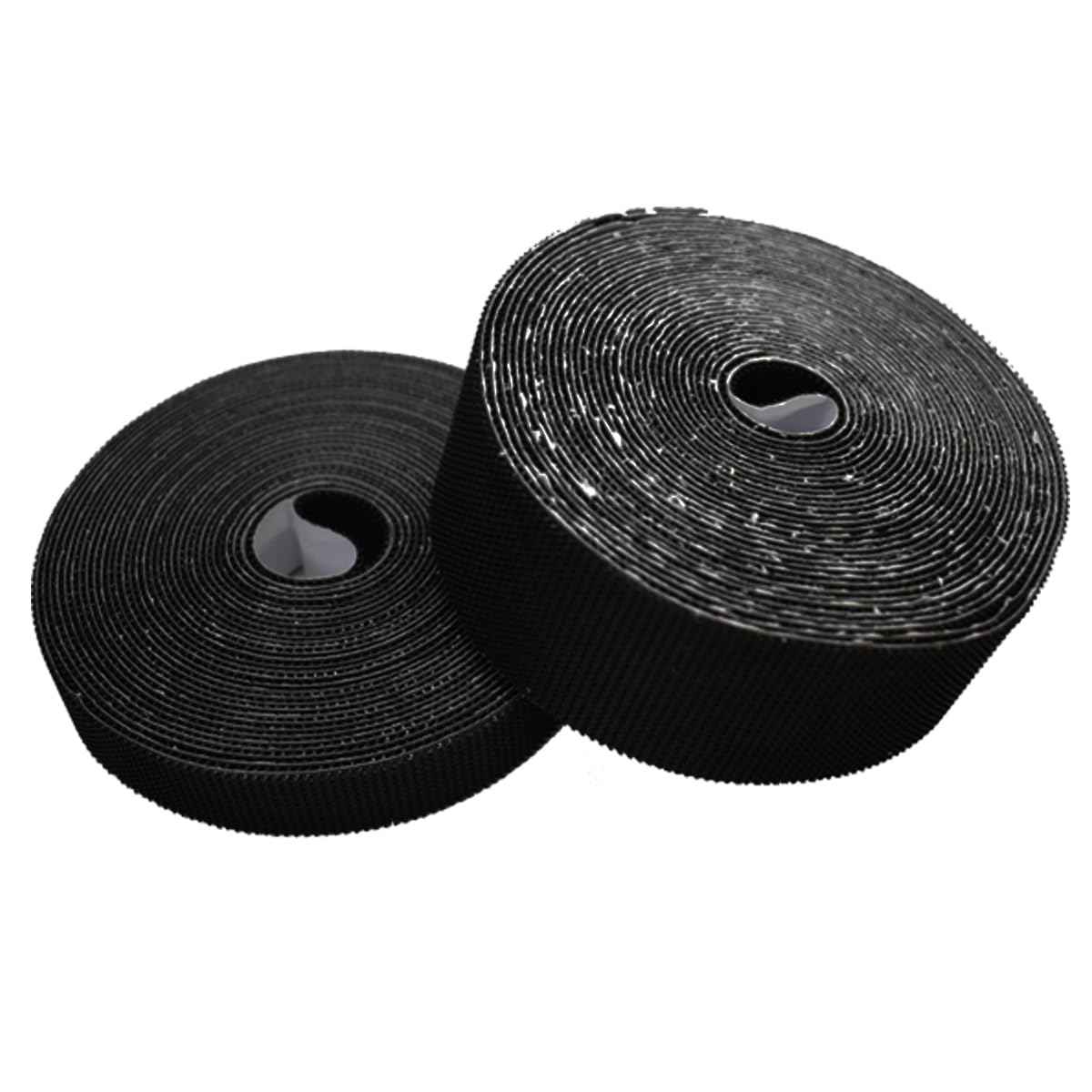 YoFuZiHu [2 Packs] Magic Tapes for 1 or 2 Cars Garage Door Screen, Self Adhesive Hook Tapes Sticky Back Fastening Roll, Nylon Strips Fastener, 1.57'' x 19.7ft (W x L) & 0.78'' x 19.7ft, Black