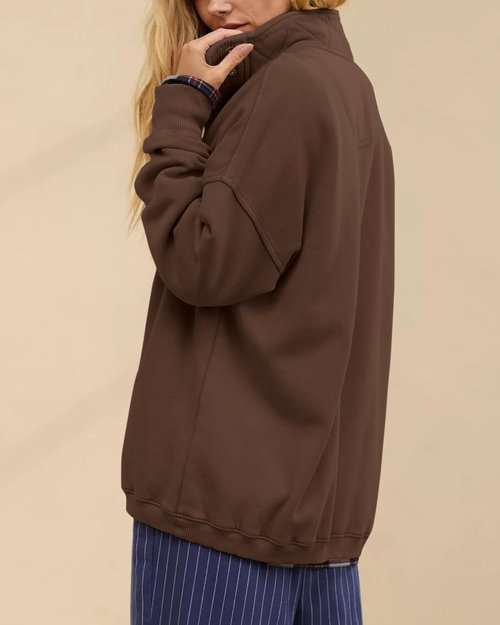 Gacaky Oversized Casual Sweatshirt for Women - Long Sleeve Button Henley Neck Pullover Top
